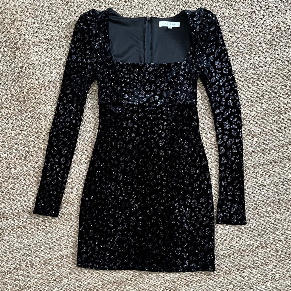 Black velvet cheetah leopard pencil skirt wiggle dress Halloween